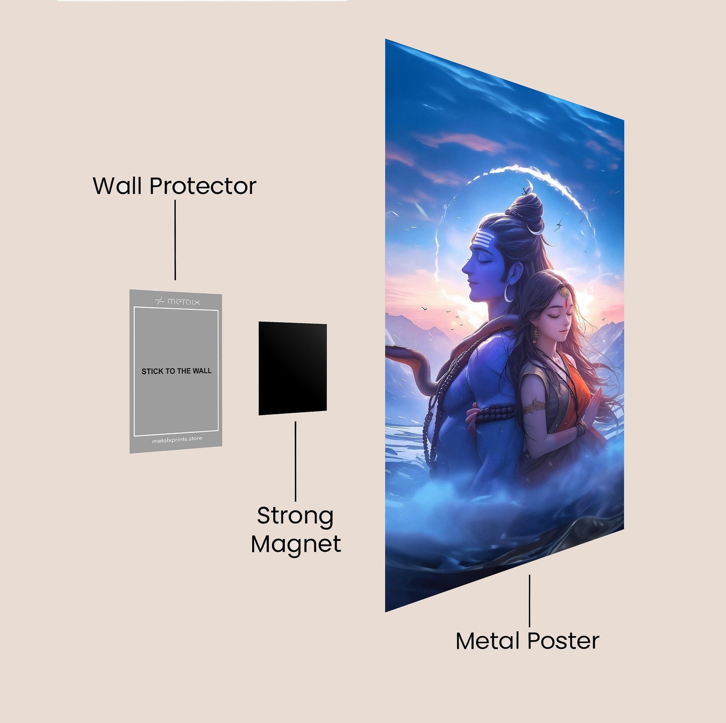 LORD SHIVA GODDESS PARVATI HD Metal Poster