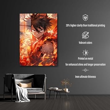 Luffy On Fire- HD Shining Metal Poster