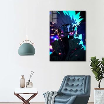 Portrait de Kakashi - Affiche HD en métal brillant