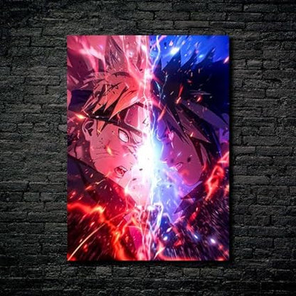 Naruto vs Sasuke- HD Shining Metal Poster