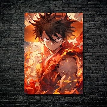 Luffy On Fire- HD Shining Metal Poster