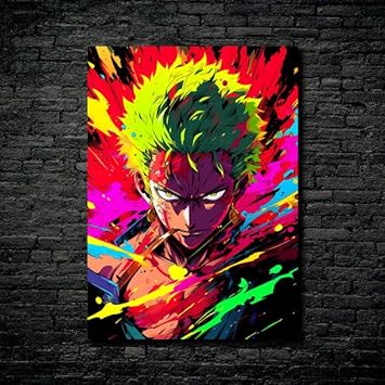 One Piece｜Neon Zoro- HD Shining Metal Poster