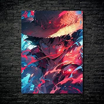 Red Hawk-Luffy- HD Shining Metal Poster