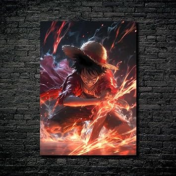 Affiche en métal brillant HD de Luffy