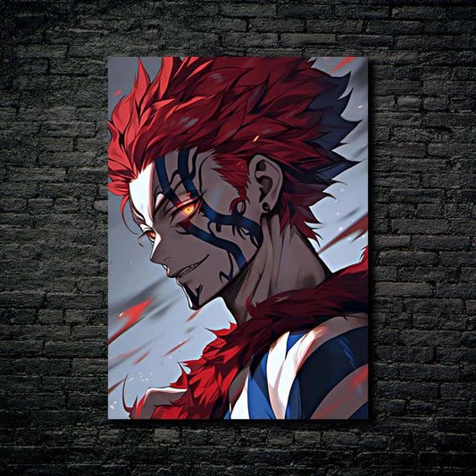 Akaza from demon slayer HD Shining Metal Poster