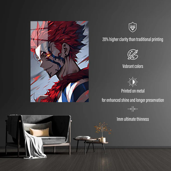 Akaza from demon slayer HD Shining Metal Poster