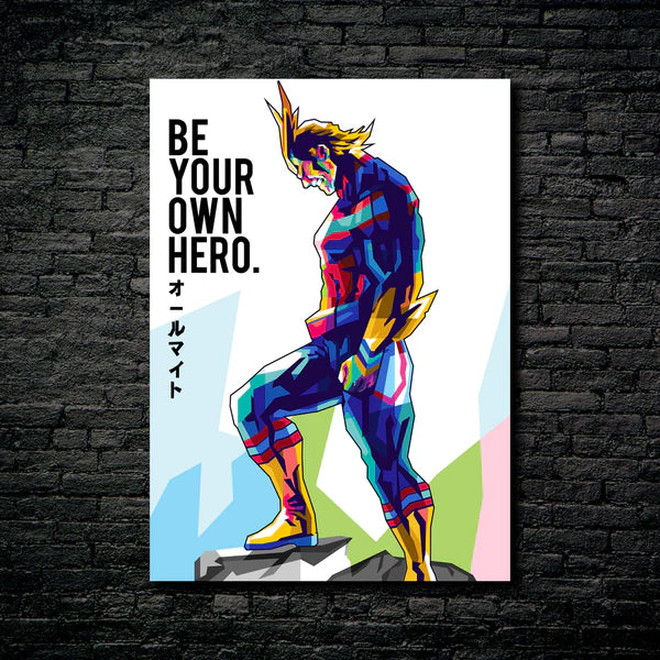 Citation All Might - Illustration HD Affiche en métal brillant