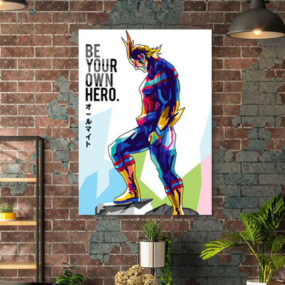 Citation All Might - Illustration HD Affiche en métal brillant