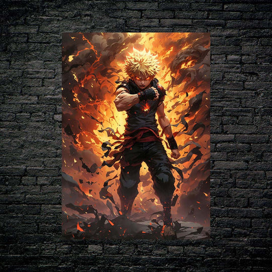 Bakugo Katsuki Ready To Fight- HD Shining Metal Poster