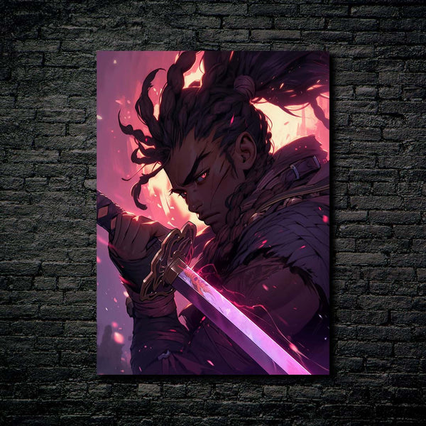 Affiche en métal brillant HD de Black Yasuo