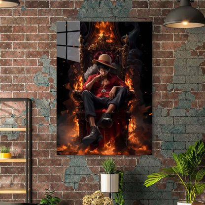 Blazing Throne Luffy- HD Shining Metal Poster