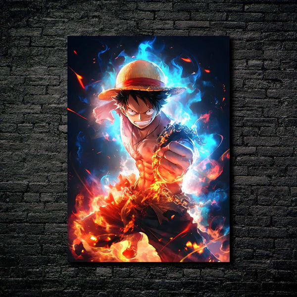 Bluefire Luffy- HD Shining Metal Poster