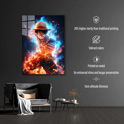 Bluefire Luffy- HD Shining Metal Poster