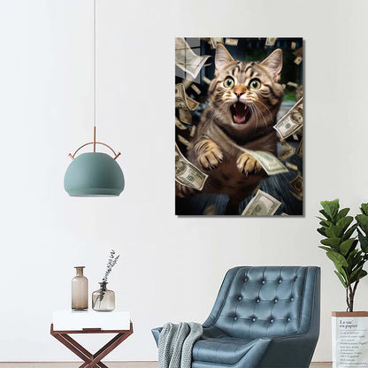 Cat and Money- HD Shining Metal Poster