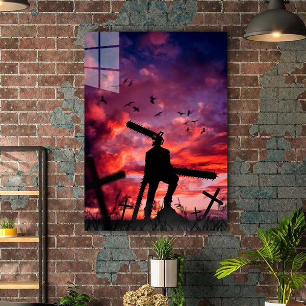 Chainsaw Sunset- HD Shining Metal Poster