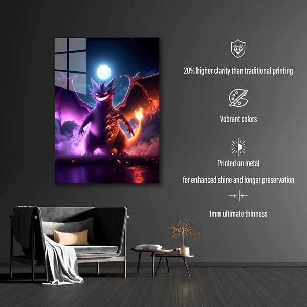 Charizard x Gengar Fusion- HD Shining Metal Poster