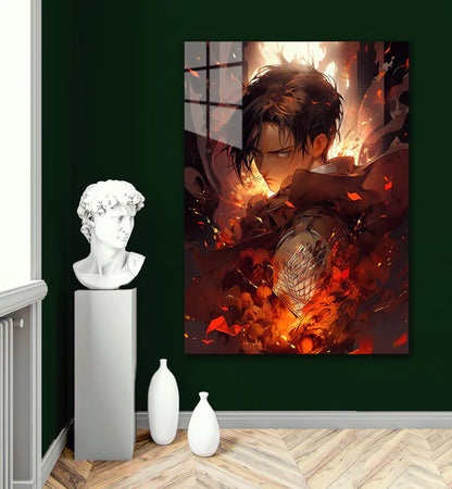 Crimson - Levi Ackerman - HD Shining Metal Poster