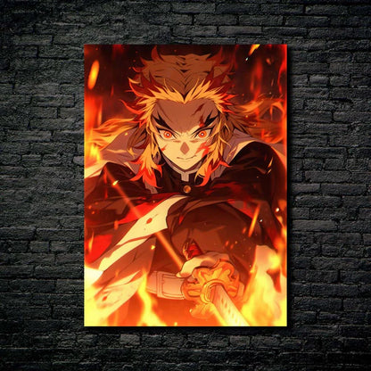 Flame Hashira - Demon Slayer- HD Shining Metal Poster