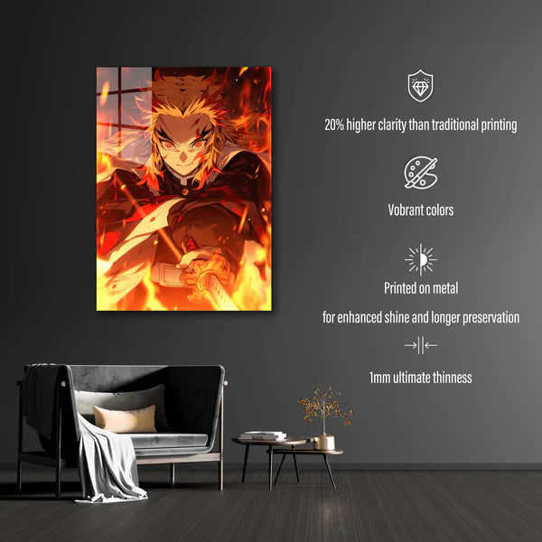 Flame Hashira - Demon Slayer- HD Shining Metal Poster