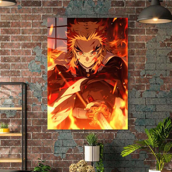 Flame Hashira - Demon Slayer- HD Shining Metal Poster