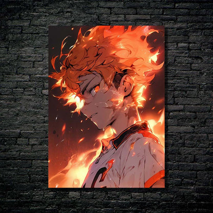 Flaming Hinata Shoyo- HD Shining Metal Poster