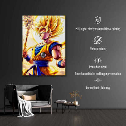 Goku Dragon Ball becomes Monkey King Sun Wukong HD Shining Metal Poster