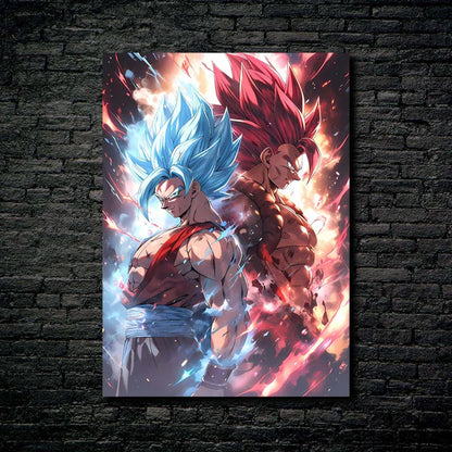 Goku Super Saiyan blue and red- HD Shining Metal Poster