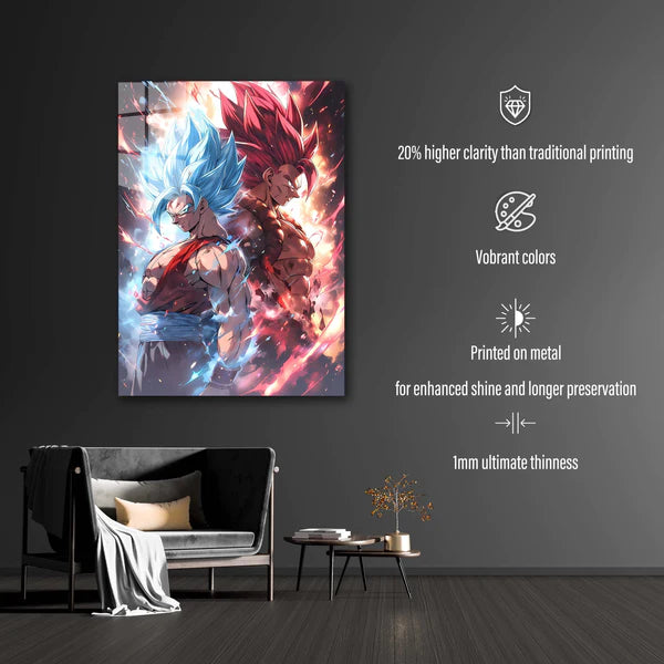 Goku Super Saiyan blue and red- HD Shining Metal Poster