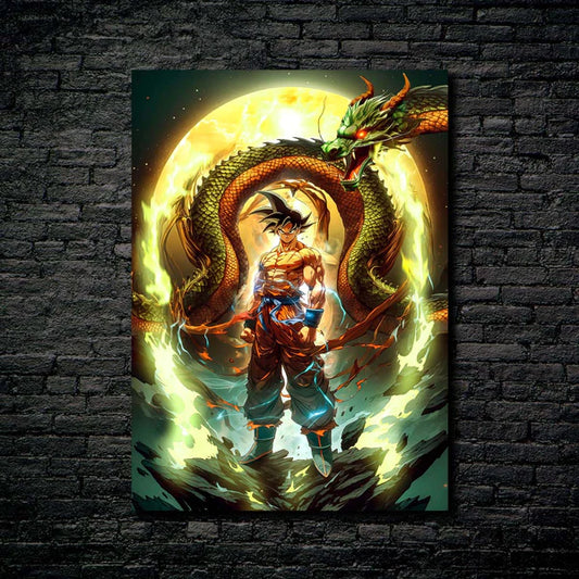 Goku & Shenron- HD Shining Metal Poster