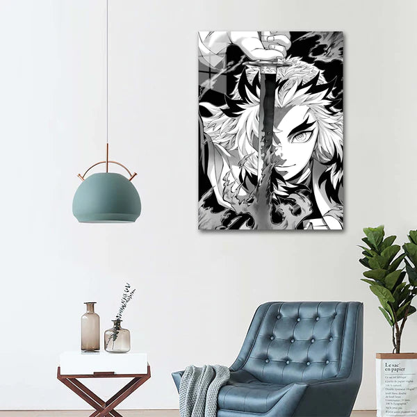 Kyojuro Rengoku black and white-Artwork