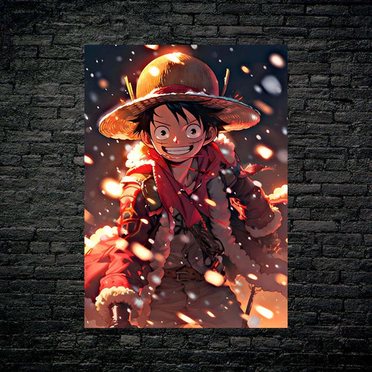 Luffy enjoying the snow, christmas theme