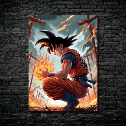 Son Goku Dragon Ball fiery hands-designed