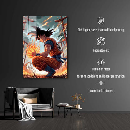 Son Goku Dragon Ball fiery hands-designed