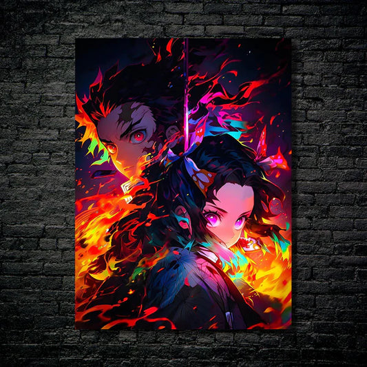 Tanjirio X Nezuko -  HD Shining Metal Poster